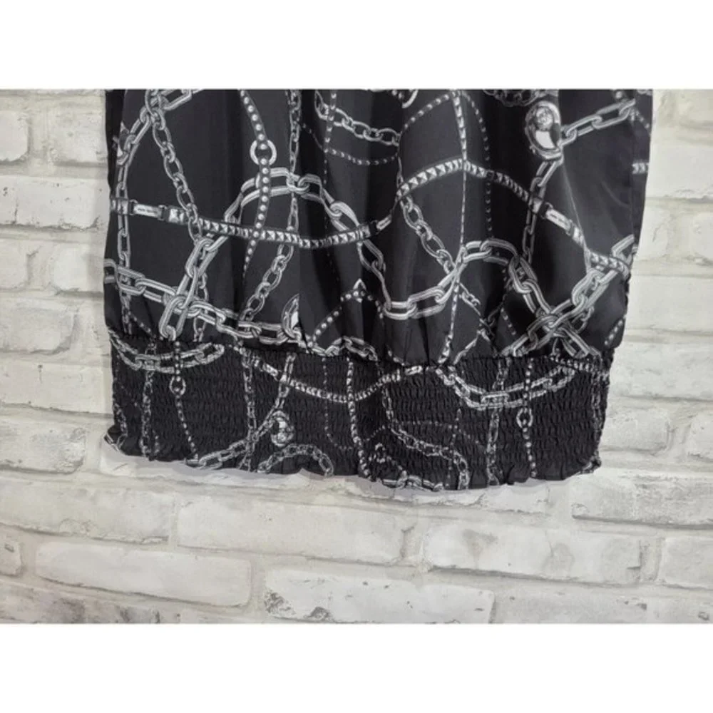 MICHAEL KORS Women’s Short Sleeve Cap Sleeve Black SIlver Faux Jewelry‎ Look Med
